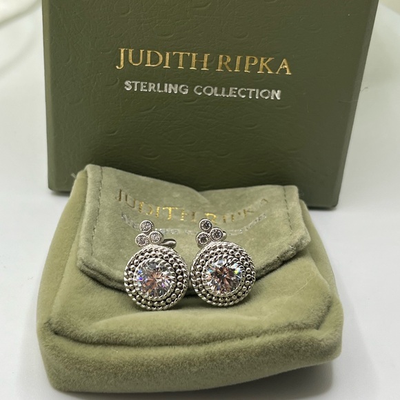 Judith Ripka Sterling Silver CZ Diamonique Dew Drop Clip-On Earrings - Picture 1 of 9